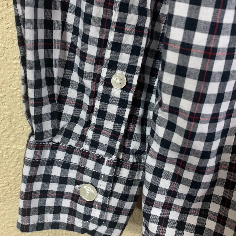 GAP Boys Shirt Plaid White black Red XXL 14-16 Long Sleeve Cotton